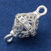 Brass Micro Pave Clear Cubic Zirconia Hollow Bicone Connector Charms KK-A230-05E-S-2