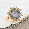 Sunflower Natural Fluorite Finger Rings RJEW-B113-03G-01-3