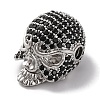 Skull Shape Rack Plating Brass with Cubic Zirconia Beads KK-S406-14P-2