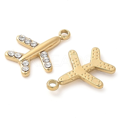 Ion Plating(IP) 304 Stainless Steel with Rhinestone Charms STAS-Q345-12G-1