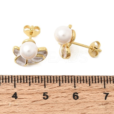 Brass Enamel Stud Earrings KK-CBAB173-02E-G-1