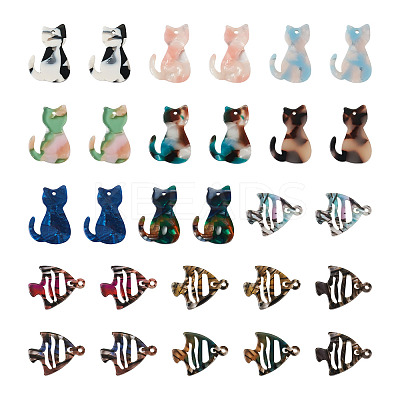 28Pcs 14 Styles Opaque Acrylic Pendants SACR-TA0001-11-1