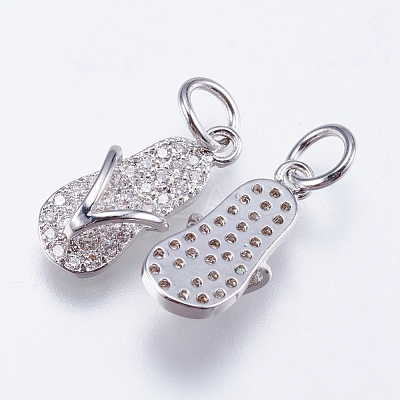 Brass Micro Pave Cubic Zirconia Pendants RB-I077-02P-RS-1