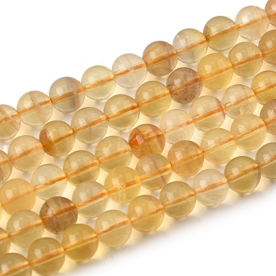 Natural Yellow Fluorite Beads Strands G-F799-B03-6mm-1