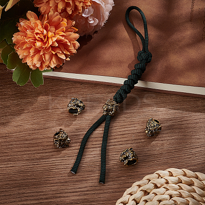 2Pcs 2 Styles Outdoor EDC Tool Brass Parachute Rope European Beads KK-NB0003-61-1