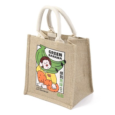 Jute Tote Bags Soft Cotton Handles Laminated Interior ABAG-F003-09D-1