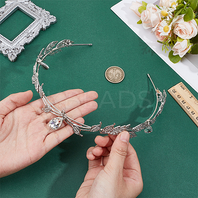 Alloy Rhinestone Teardrop Hair Bands AJEW-WH0434-53P-1