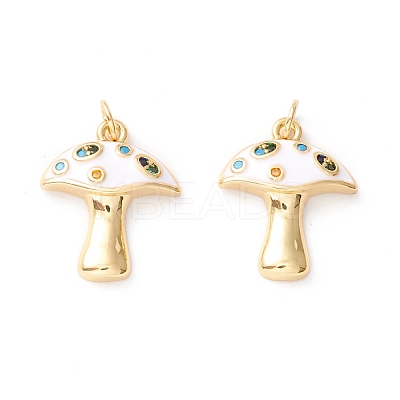 Autumn Theme Rack Plating Brass Micro Pave Colorful Cubic Zirconia Pendants KK-D073-06G-03-1