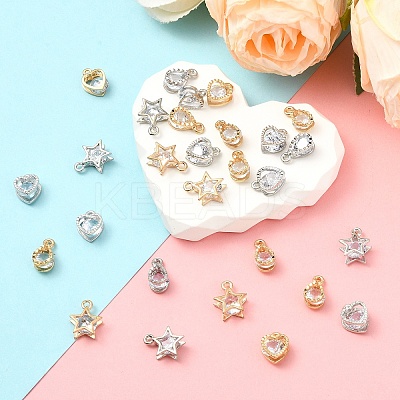 60Pcs 6 STYLES Alloy Charms ZIRC-YW0001-22-1