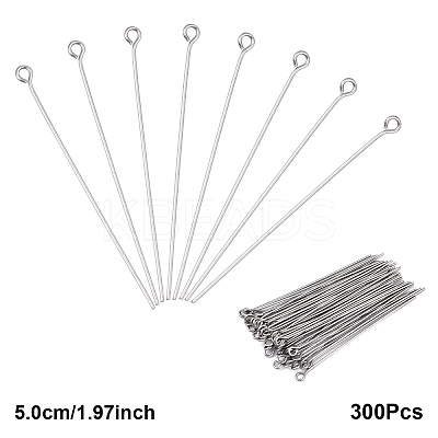 300Pcs 304 Stainless Steel Eye Pins STAS-YW0003-12C-1