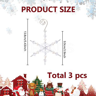 Christmas Snowflake Glass Pendant Decoration HJEW-GO00060-1