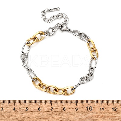 304 Stainless Steel Figaro Chains Bracelets BJEW-K284-03A-GP-1