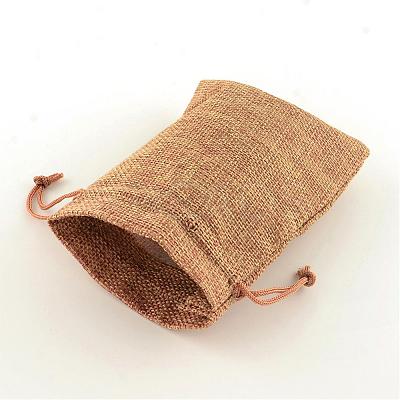 Polyester Imitation Burlap Packing Pouches Drawstring Bags ABAG-R004-18x13cm-03-1