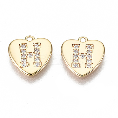 Brass Micro Pave Clear Cubic Zirconia Charms KK-N231-234H-NF-1