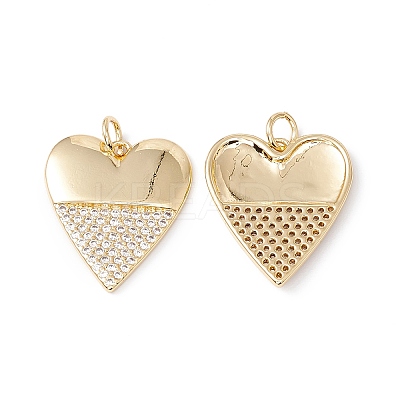 Rack Plating Brass Micro Pave Clear Cubic Zirconia Pendants X-ZIRC-C040-18G-1