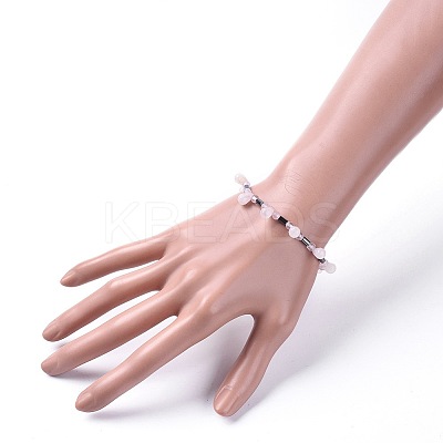 Non-magnetic Synthetic Hematite Beads Stretch Bracelets BJEW-JB04659-04-1