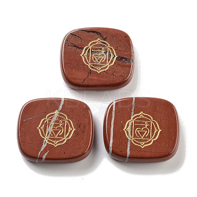 Natural Red Jasper Rectangle with Chakra Sign Figurines Display Decorations DJEW-K025-02E-1