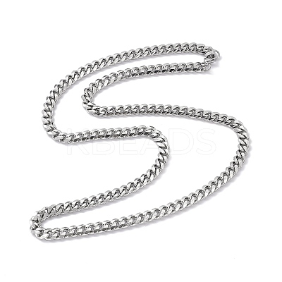 Non-Tarnish 201 Stainless Steel Cuban Link Chain Necklace with 304 Stainless Steel Clasps for Men Women NJEW-M194-01A-P-1