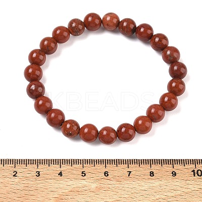 Natural Red Jasper Round Beaded Stretch Bracelets GG-CBA12F1-02A-02-1