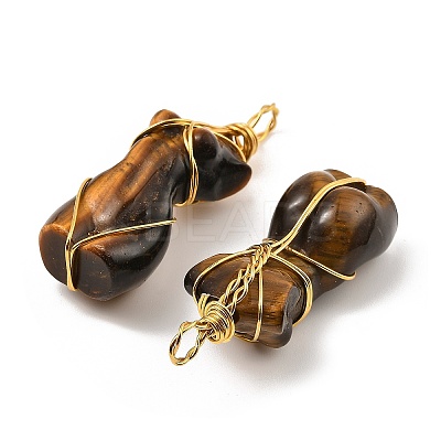 Natural Tiger Eye Pendants G-K338-30G-06-1