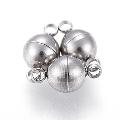 Tarnish Resistant 201 Stainless Steel Magnetic Clasps with Loops STAS-K200-03P-D-1