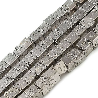Electroplated Natural Lava Rock Beads Strands G-L606-E02-01A-1
