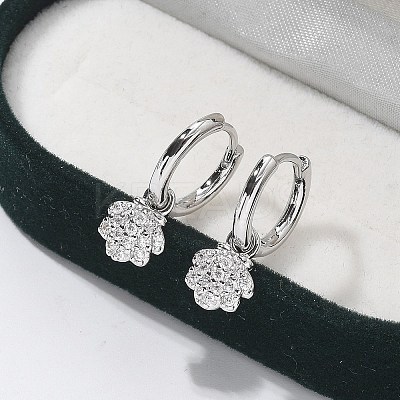 Brass Clear Cubic Zirconia Hoop Earrings EJEW-Q014-06P-1