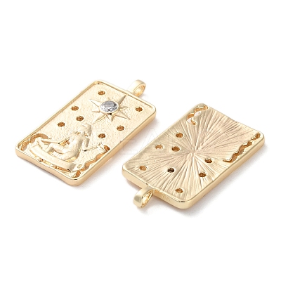 Brass Micro Pave Cubic Zirconia Pendants KK-C079-05G-1