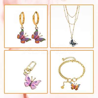 50Pcs 5 Styles Alloy Enamel Printed Pendants ENAM-CJ0003-63-1