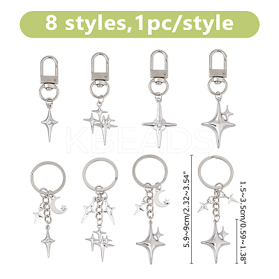 8Pcs Alloy Pendant Decoration and Keychains HJEW-DC00064-1