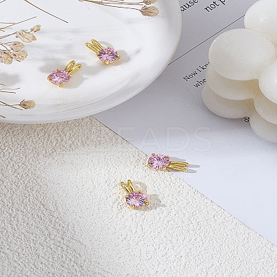 4Pcs Brass Micro Pave Cubic Zirconia Pendants KK-LP0002-12-1