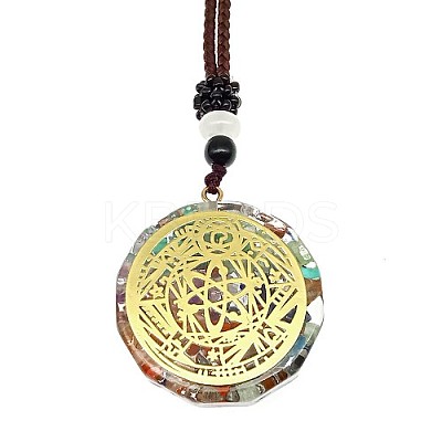 Orgonite Chakra Natural & Synthetic Mixed Stone Pendant Necklaces PZ4674-05-1