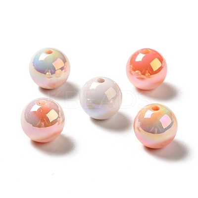 UV Plating Opaque Rainbow Iridescent Acrylic Beads MACR-D063-01A-06-1