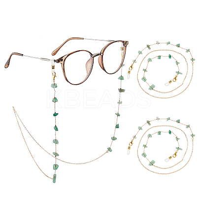2Pcs Alloy & Natural Gemstone Chips Chains for Eyeglasses HJEW-FH00129-1