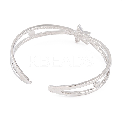 Star Zinc Alloy Hollow Open Cuff Bangles for Women BJEW-L688-01P-1