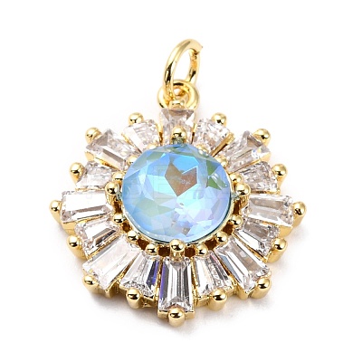 Brass Micro Pave Cubic Zirconia Pendants ZIRC-O044-21B-G-1