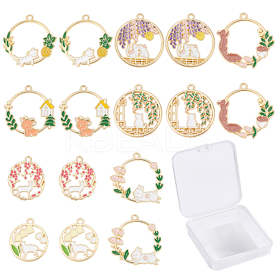 32Pcs 8 Style Alloy Enamel Pendants ENAM-SC0002-59-1
