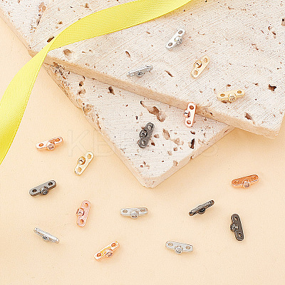 24Pcs 4 Colors Rack Plating Brass Pave Clear Cubic Zirconia Connector Charms KK-GA0001-35-1