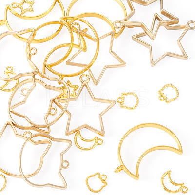 30Pcs 6 Styles Zinc Alloy Open Back Bezel Pendants FIND-TA0009-54-1