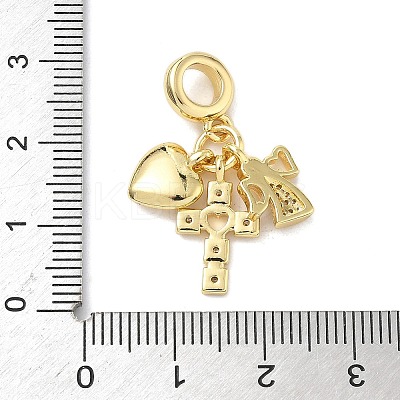 Brass Micro Pave Clear Cubic Zirconia European Dangle Charms KK-K368-33G-1