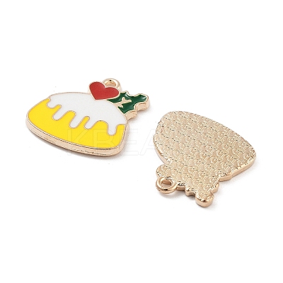 Light Gold Plated Alloy Enamel Pendants ENAM-M219-03KCG-1