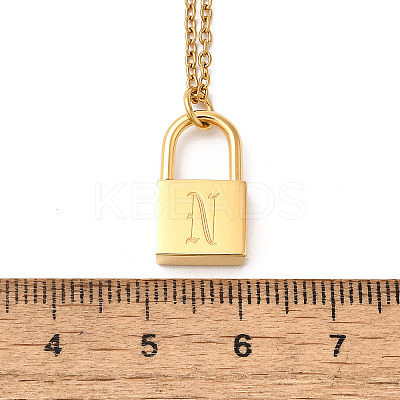304 Stainless Steel Rolo Chain Pendant Necklaces NJEW-S444-01G-14-1