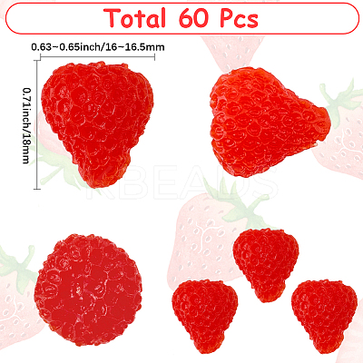 60Pcs PVC Strawberry Display Decorations DJEW-SC0001-32-1