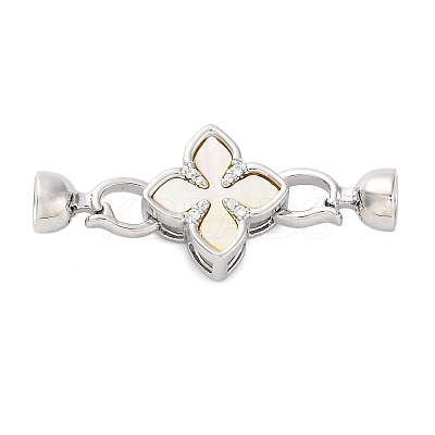 Brass Micro Pave Clear Cubic Zirconia Fold Over Clasps KK-P291-10P-1