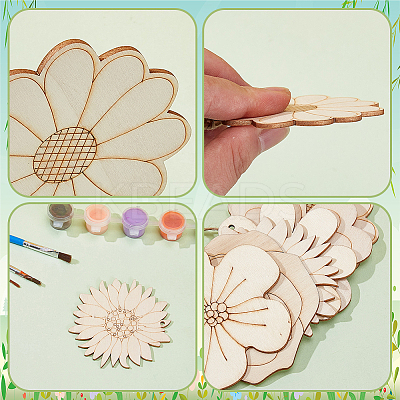 30Pcs 5 Styles Unfinished Wood Pendant Decorations WOOD-AR0001-53-1