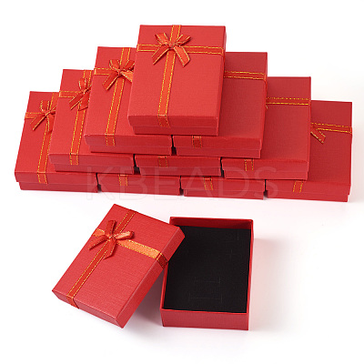 Rectangle Paper Jewelry Set Storage Boxes with Bowknot X1-CON-TAC0014-04D-1