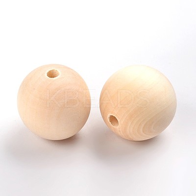 Round Unfinished Wood Beads WOOD-Q008-35mm-LF-1
