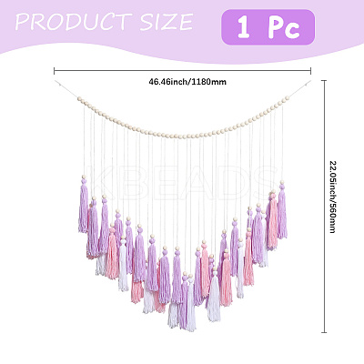 Cotton Tassel Hanging Wall Art Decorations HJEW-WH20020-002B-1