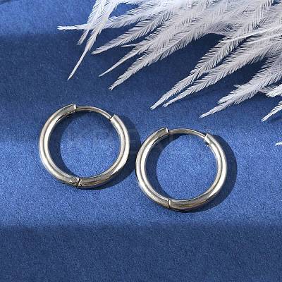 Tarnish Resistant 202 Stainless Steel Huggie Hoop Earrings X-EJEW-F111A-17mm-P-1