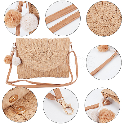Women's Straw Knitted Bag AJEW-WH0348-18-1